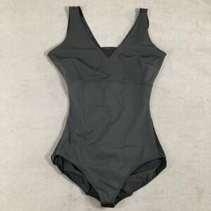 Star Power by SPANX Womens Black V-Neck Mesh Panel Bodysuit Shapewear Large